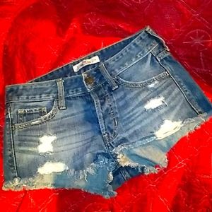 🍦SALE🍦Hollister Mid-Rise Denim Fringe Shorts